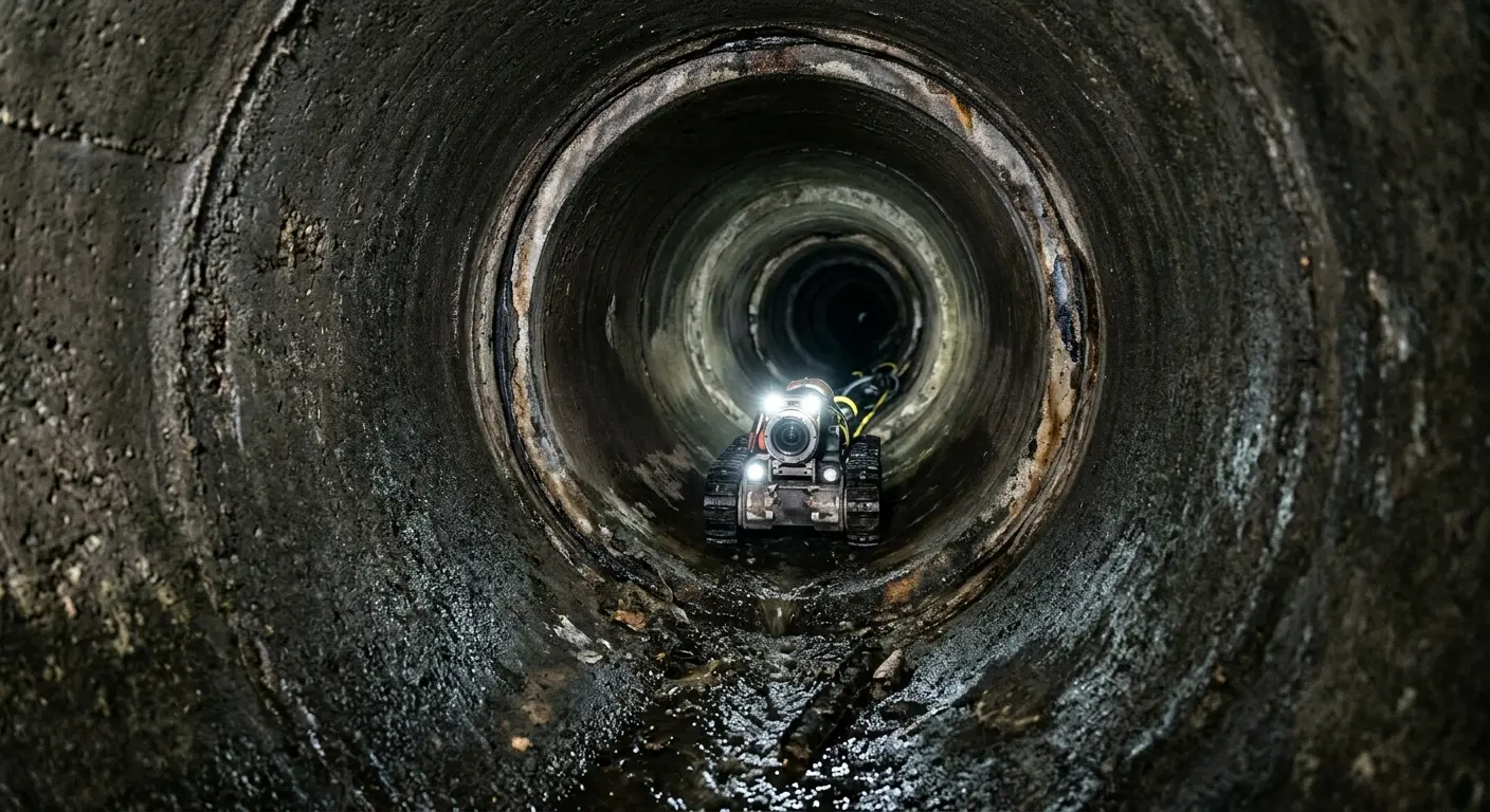 Robotic sewer camera inspecting pipe interior for Drain Snake Service in Roseville